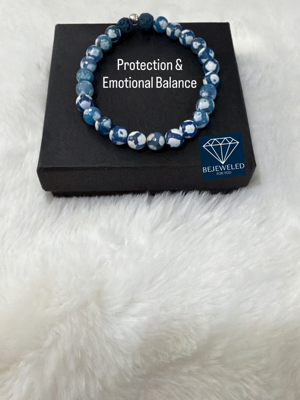 Blue Agate Protection & Balance Beaded Bracelet
